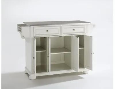 Alexandria Stainless Steel Top Kitchen Island in White