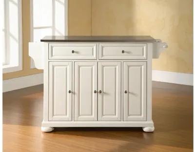 Alexandria Stainless Steel Top Kitchen Island in White