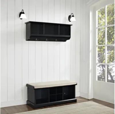 Brennan 2 Piece Entryway Bench and Shelf Set in Black