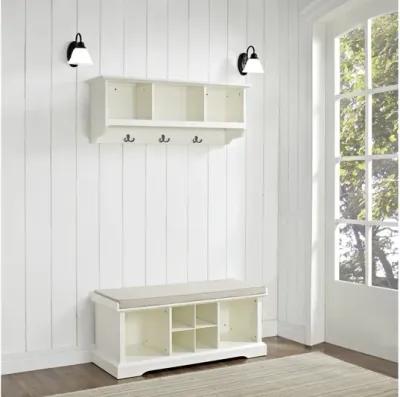 Brennan 2 Piece Entryway Bench and Shelf Set in White