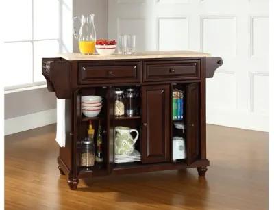 Cambridge Natural Wood Top Kitchen Island in Vintage Mahogany