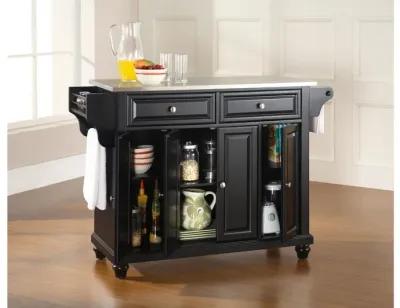 Cambridge Stainless Steel Top Kitchen Island in Black