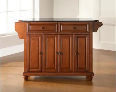 Cambridge Solid Black Granite Top Kitchen Island in Classic Cherry