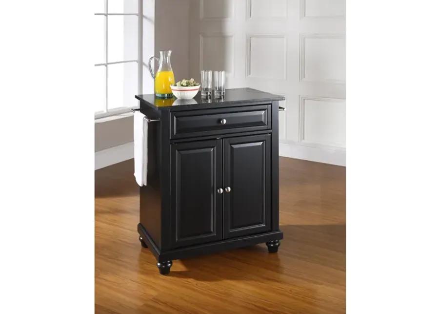 Cambridge Solid Black Granite Top Portable Kitchen Island in Black