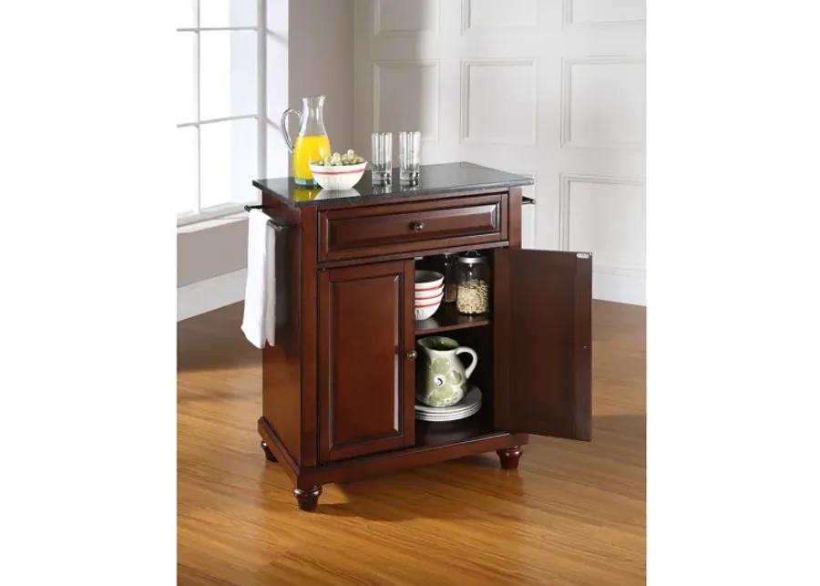 Cambridge Solid Black Granite Top Portable Kitchen Island in Vintage Mahogany