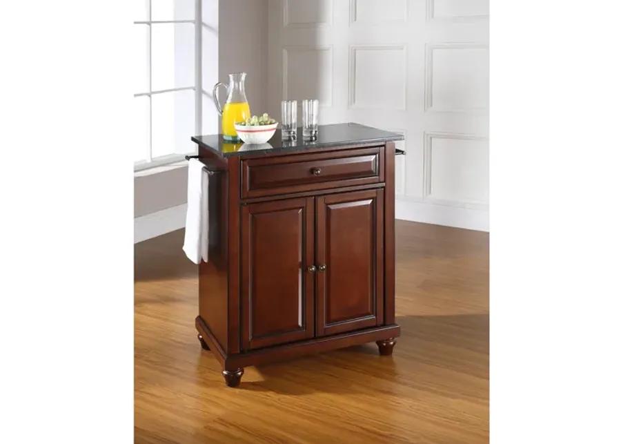 Cambridge Solid Black Granite Top Portable Kitchen Island in Vintage Mahogany