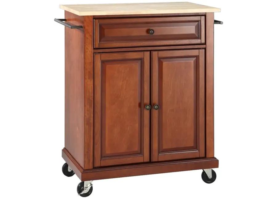 Natural Wood Top Portable Kitchen Cart/Island in Classic Cherry