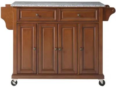 Solid Granite Top Kitchen Cart/Island in Classic Cherry