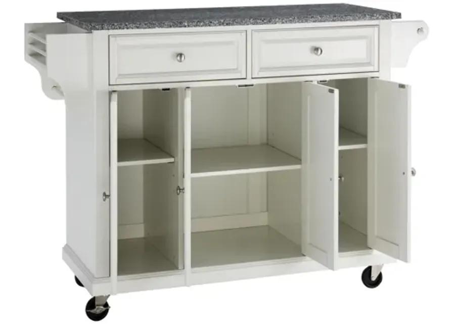 Solid Granite Top Kitchen Cart/Island in White