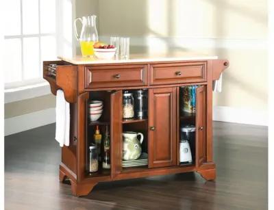 Lafayette Natural Wood Top Kitchen Island in Classic Cherry