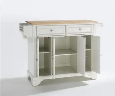 Lafayette Natural Wood Top Kitchen Island in White