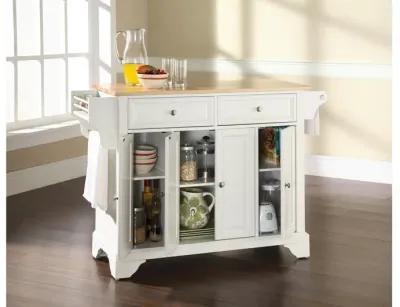 Lafayette Natural Wood Top Kitchen Island in White