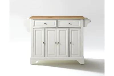 Lafayette Natural Wood Top Kitchen Island in White