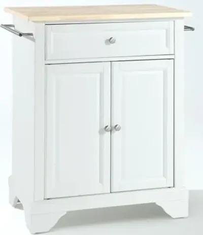 Lafayette Natural Wood Top Portable Kitchen Island in White