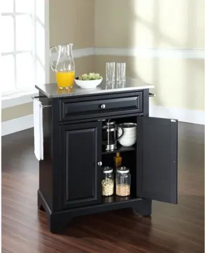 Lafayette Stainless Steel Top Portable Kitchen Island in Black