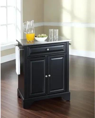 Lafayette Stainless Steel Top Portable Kitchen Island in Black