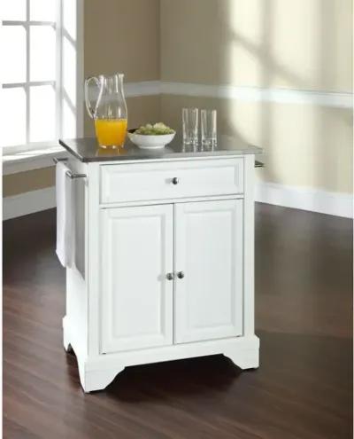 Lafayette Stainless Steel Top Portable Kitchen Island in White