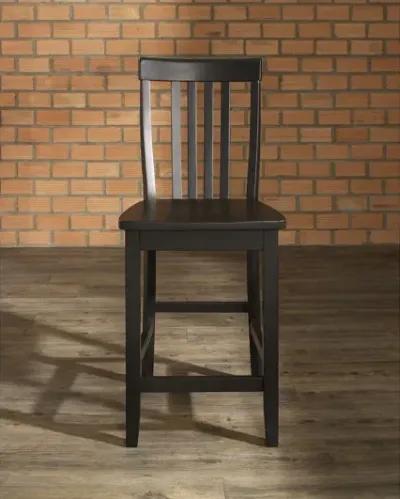 School House Bar Stool in Black, Set of Two