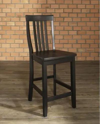 School House Bar Stool in Black, Set of Two