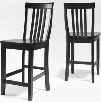 School House Bar Stool in Black, Set of Two