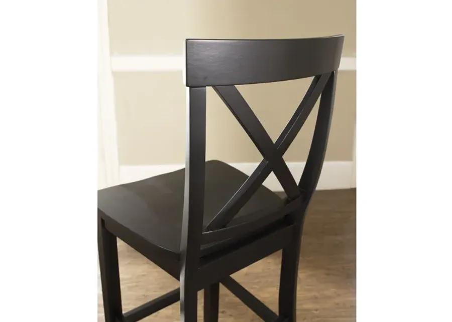 X-Back Bar Stool in Black, Set of Two