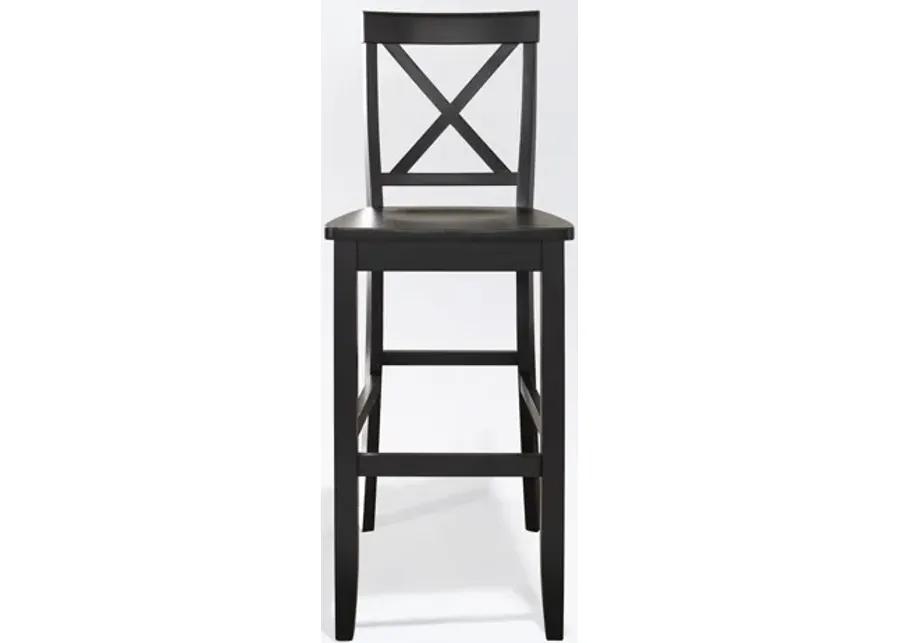 X-Back Bar Stool in Black, Set of Two