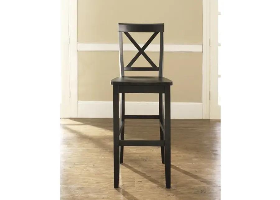 X-Back Bar Stool in Black, Set of Two