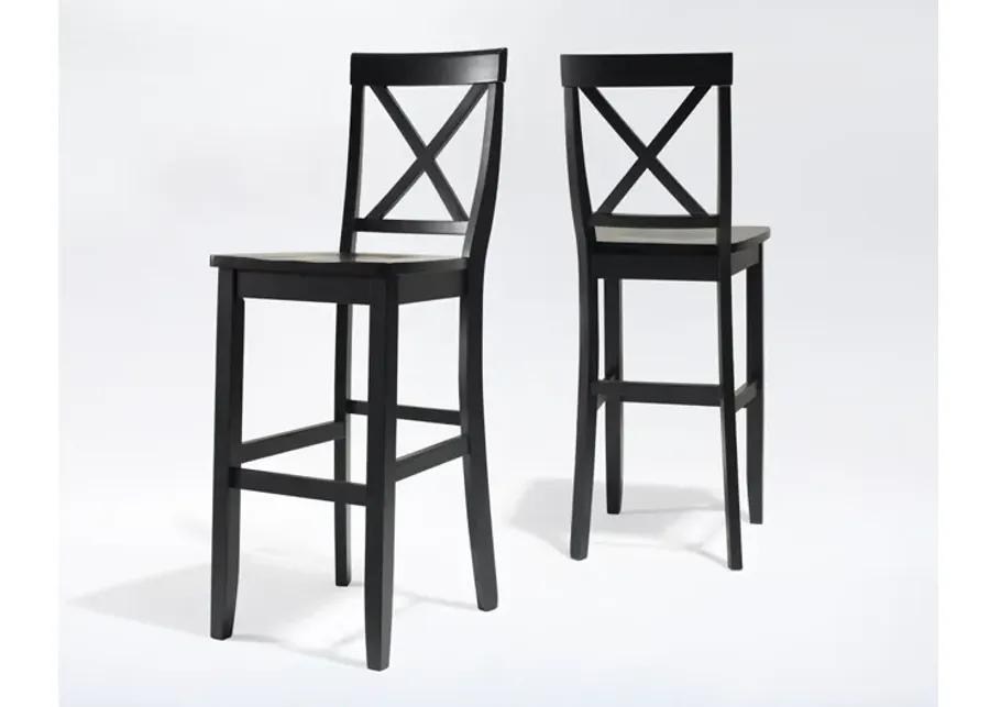 X-Back Bar Stool in Black, Set of Two