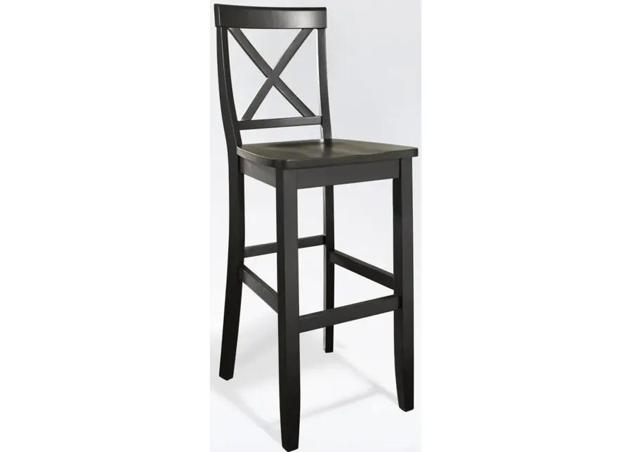 X-Back Bar Stool in Black, Set of Two