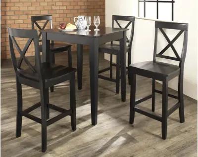 5 Piece Pub Dining Set with X-Back Stools in Black