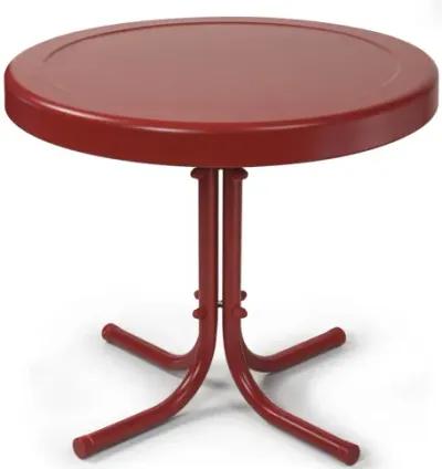 Retro Metal Side Table in Coral Red