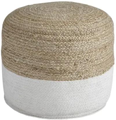 Sweed Natural and White Valley Pouf by Ashley