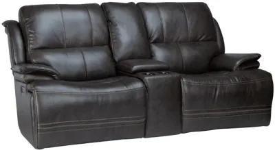 Juno Leather Dual Power Reclining Console Loveseat