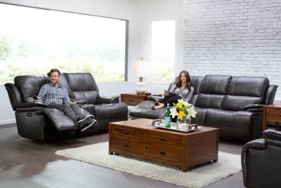 Juno Leather Dual Power Reclining Console Loveseat