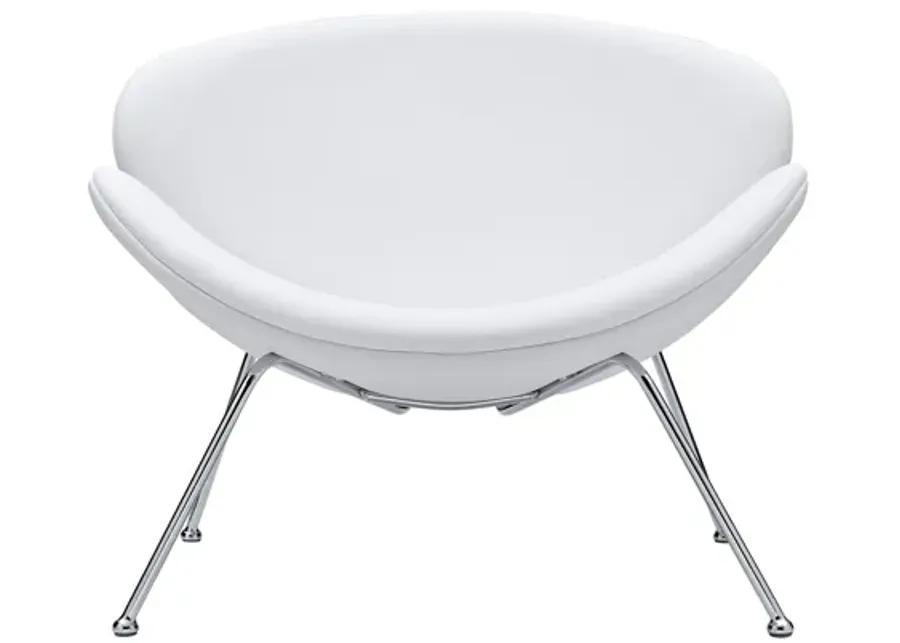 Nutshell Upholstered Vinyl Lounge Chair in White