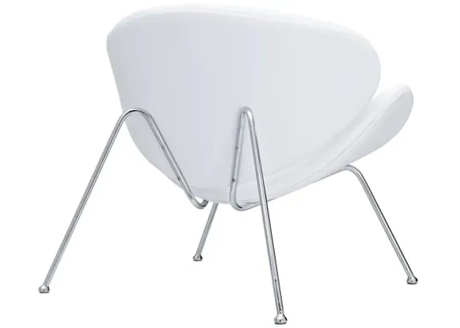 Nutshell Upholstered Vinyl Lounge Chair in White