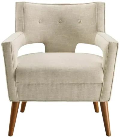 Sheer Upholstered Fabric Armchair in Sand