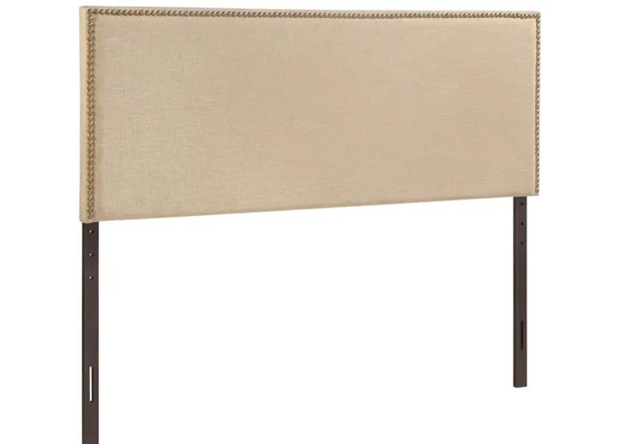 Region Queen Nailhead Upholstered Headboard in Cafe