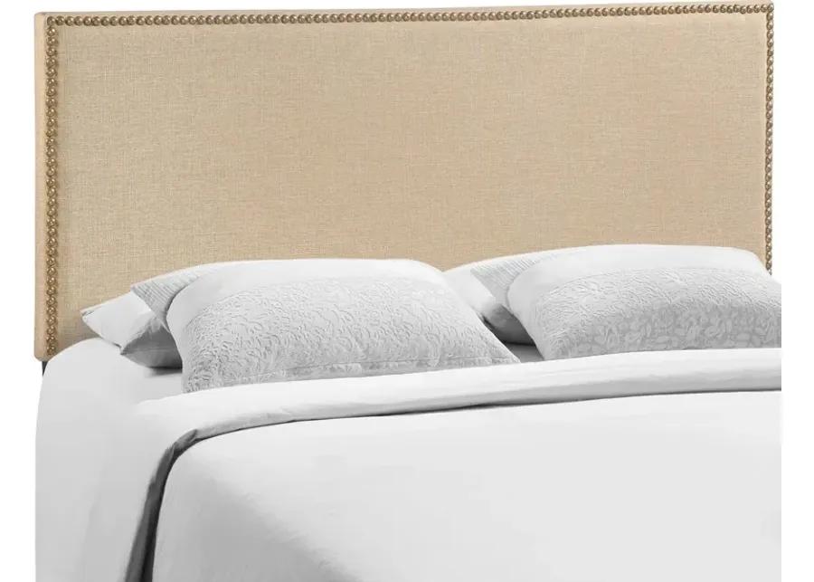 Region Queen Nailhead Upholstered Headboard in Cafe