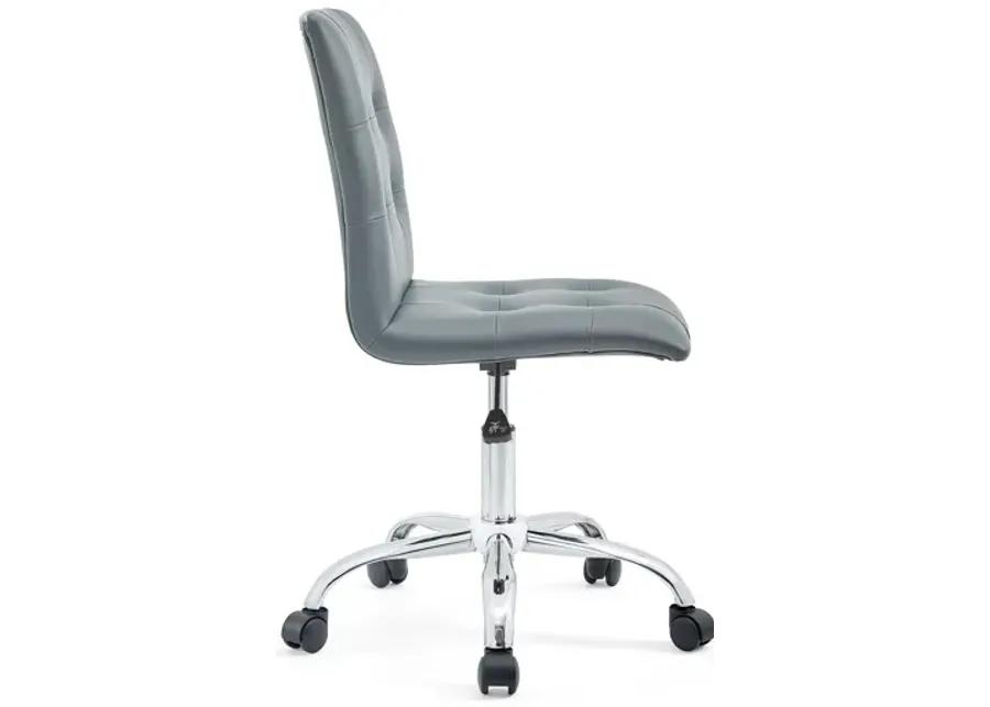 Prim Armless Mid Back Office Chair in Grey