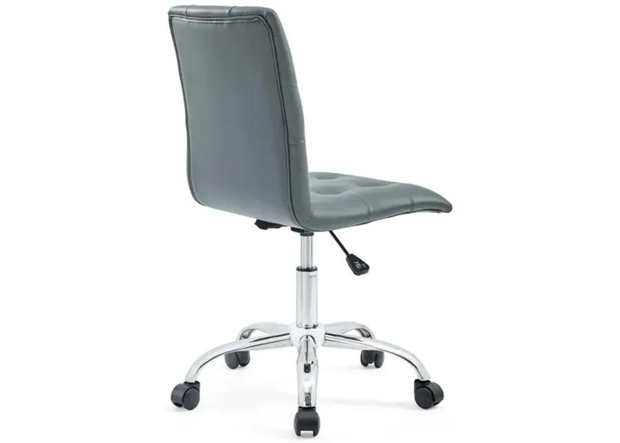 Prim Armless Mid Back Office Chair in Grey