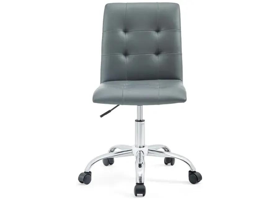 Prim Armless Mid Back Office Chair in Grey