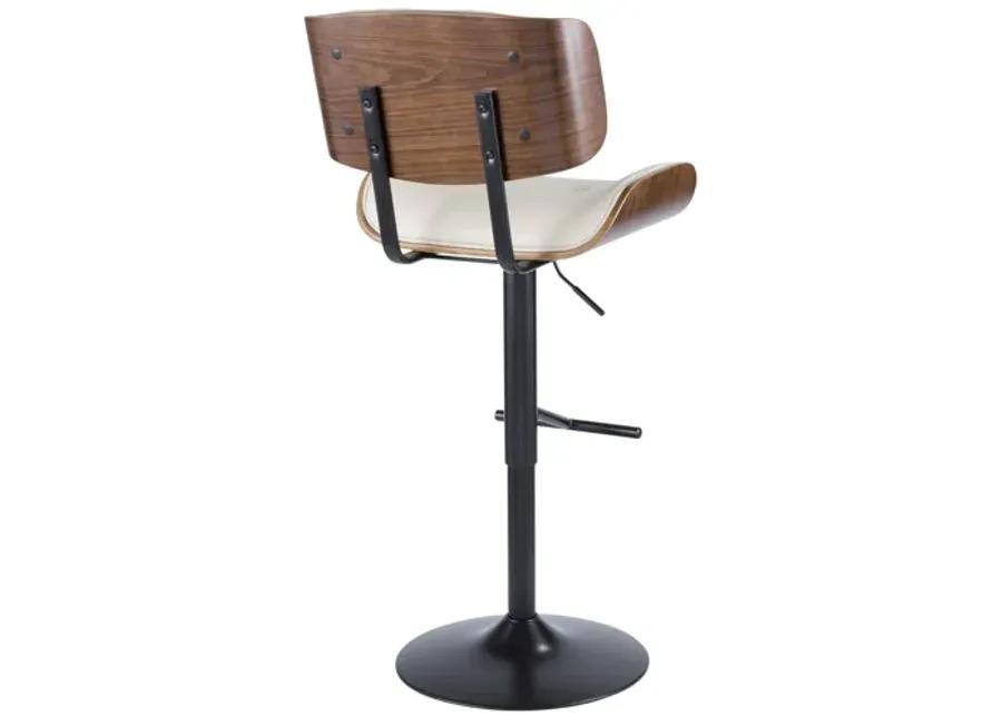 Lombardi Mid-Century Modern Adjustable Barstool in Cream by LumiSource