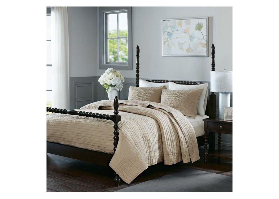 Serene Cotton Hand Quilted Linen King Coverlet Set