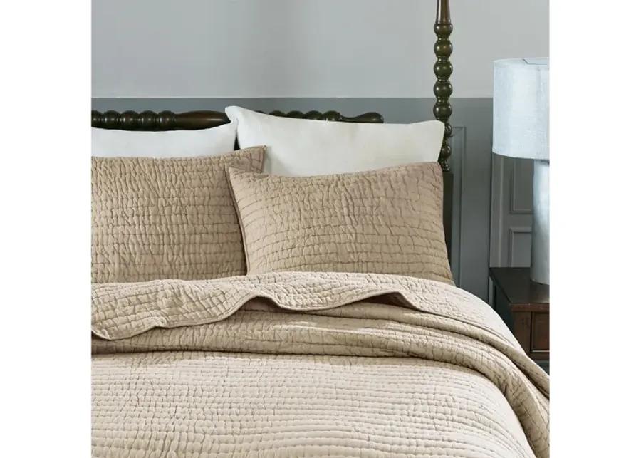 Serene Cotton Hand Quilted Linen King Coverlet Set