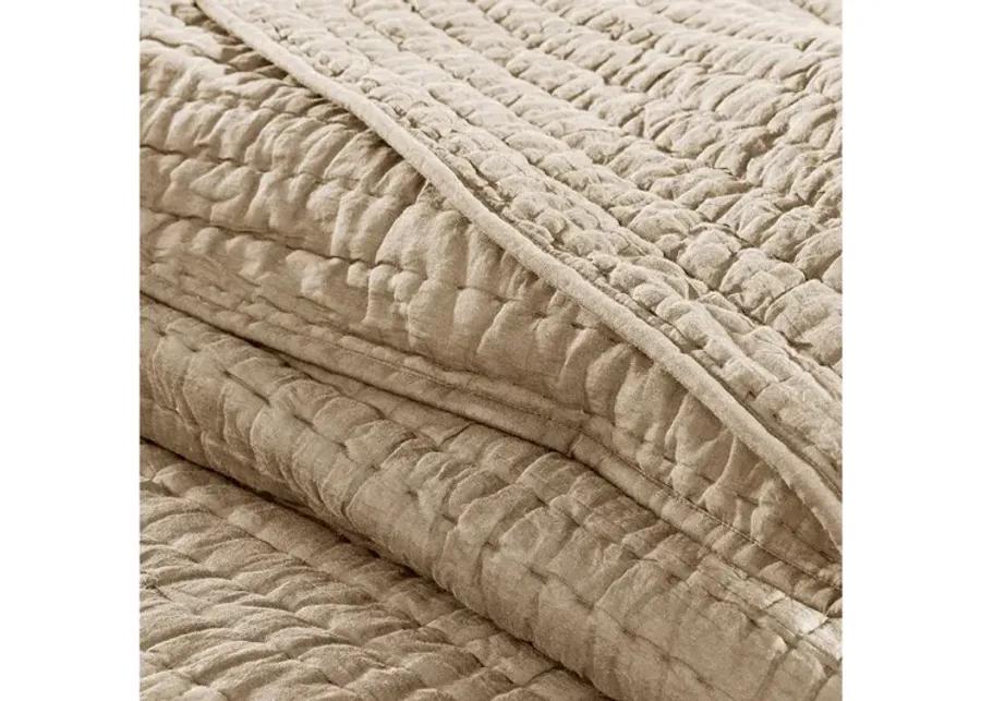 Serene Cotton Hand Quilted Linen King Coverlet Set