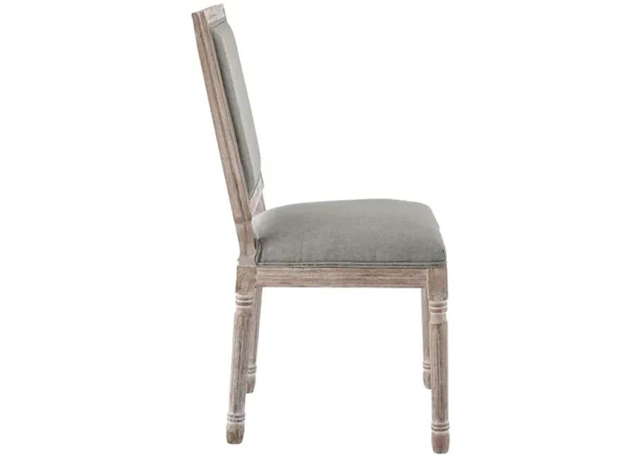 Court Vintage French Upholstered Fabric Dining Side Chair in Grey