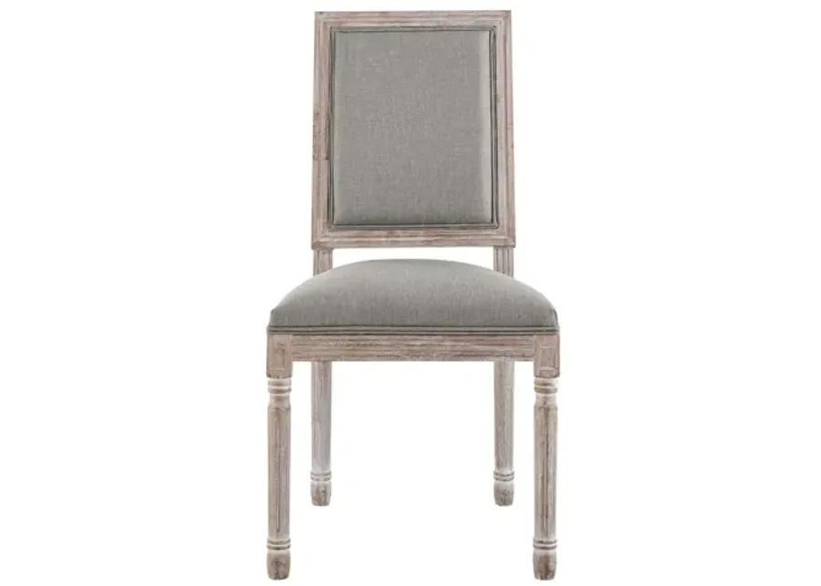 Court Vintage French Upholstered Fabric Dining Side Chair in Grey