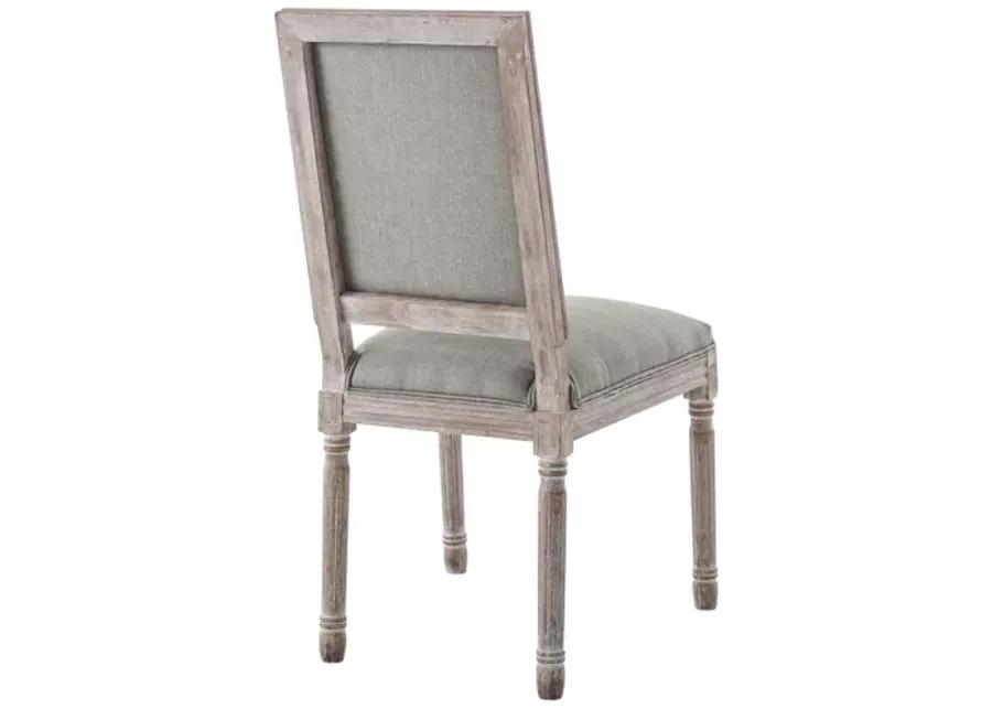 Court Vintage French Upholstered Fabric Dining Side Chair in Grey