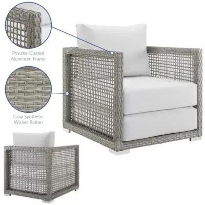 Aura Rattan Outdoor Patio Armchair in White